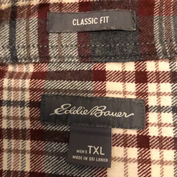 EDDIE BAUER CLASSIC FIT XLT 100% COTTON FLANNEL PLAID MEN’S SHIRT - #391 - Picture 5 of 12